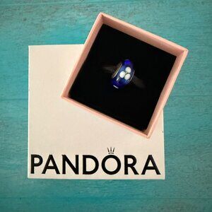 Retired Pandora Bracelet Charm - Blue & White Flowers For You Murano Glass 925
